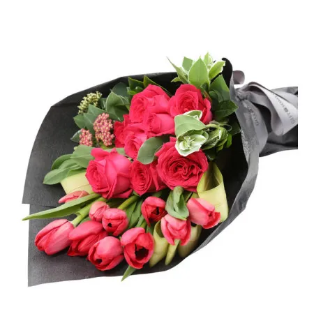 10 tulip and 6 roses in bouquet to philippines