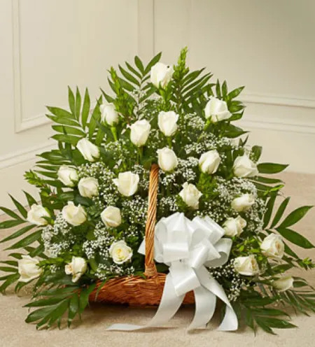 Send Delicate White Roses Basket to Philippines