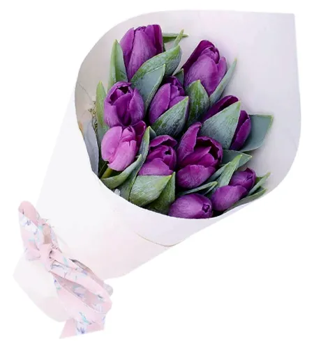 10 purple tulip in bouquet to philippines