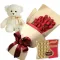 24 Red Roses With Hershey's Kisses Deluxe Chocolate & Small Bear